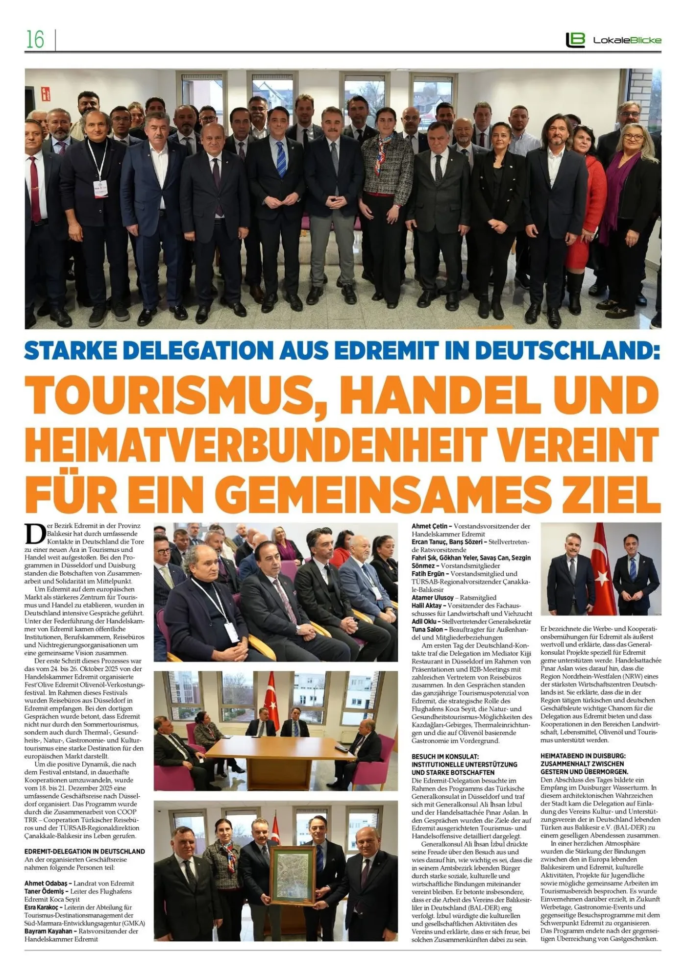 Lokale Blicke · Delegation aus Edremit in Düsseldorf: Tourismus, Handel und Heimatverbundenheit