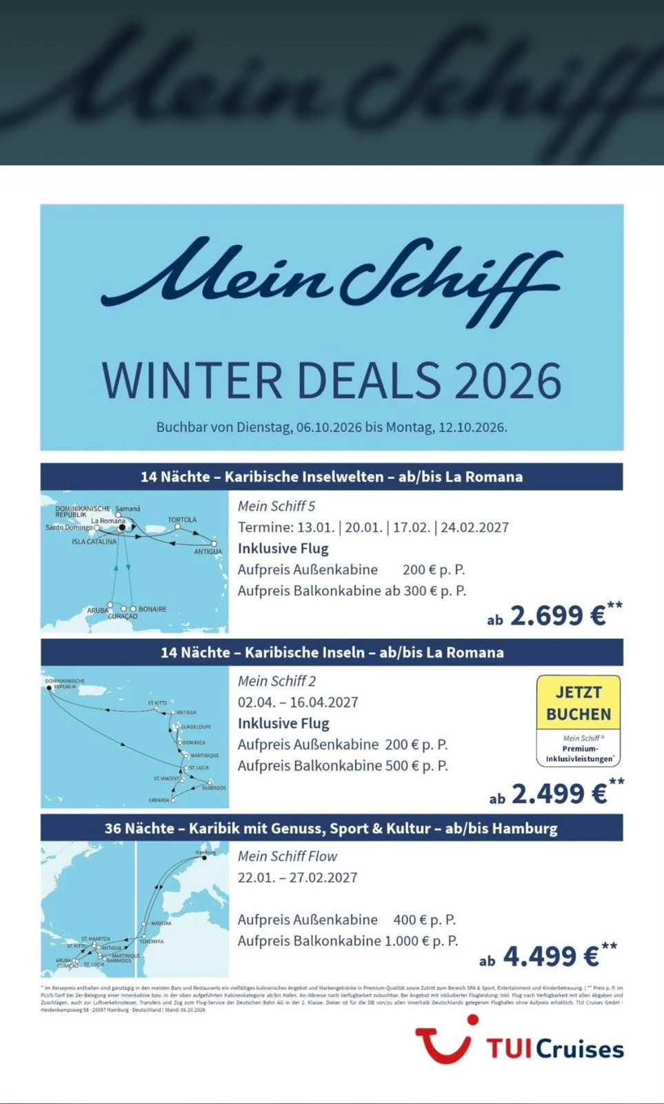 Mein Schiff · Winter Deals: Karibik und Atlantik